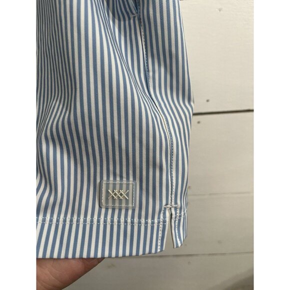 RHONE Blue and White Striped Swim Trunks - Picture 2 of 4